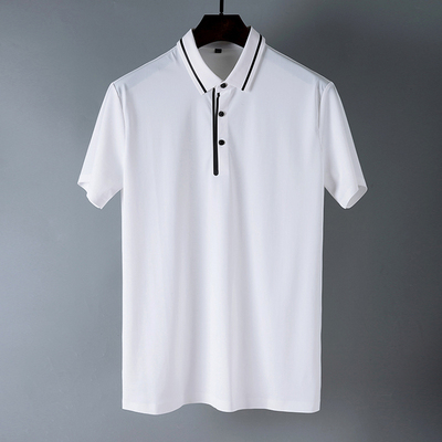 18 mùa hè thủy triều của nam giới ngắn tay POLO áo áp lực lụa mượt stretch vải kinh doanh bình thường ve áo ngắn tay T-Shirt nam ao polo Polo