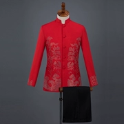 Nam giới áo dài Thanh niên Trung Quốc Chú rể Váy cưới Phong cách Trung Quốc đứng Cổ áo cưới Trang phục chủ - Trang phục dân tộc