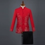 Nam giới áo dài Thanh niên Trung Quốc Chú rể Váy cưới Phong cách Trung Quốc đứng Cổ áo cưới Trang phục chủ - Trang phục dân tộc quần baggy nam