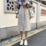 Mùa thu 2018 mới của Hàn Quốc phiên bản của chic loose đơn giản hoang dã cao eo là mỏng trong phần dài bf váy nữ sinh viên chân váy xếp ly dài cho người thấp