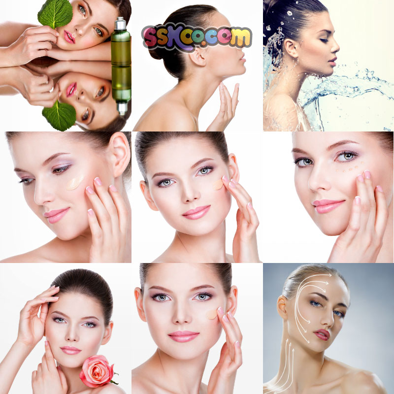 欧美国外美容护肤化妆品女性模特人物JPG高清图片设计插图素材