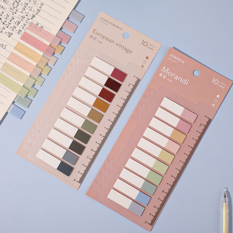 Half Color 2 Cards / Vanilla + Autumn Miscanthus (400 Sheets)Morandi colour Indexes sticky note like a breath of fresh air classification Index post Plastic loose-leaf Writable Instruction post Marker sticker