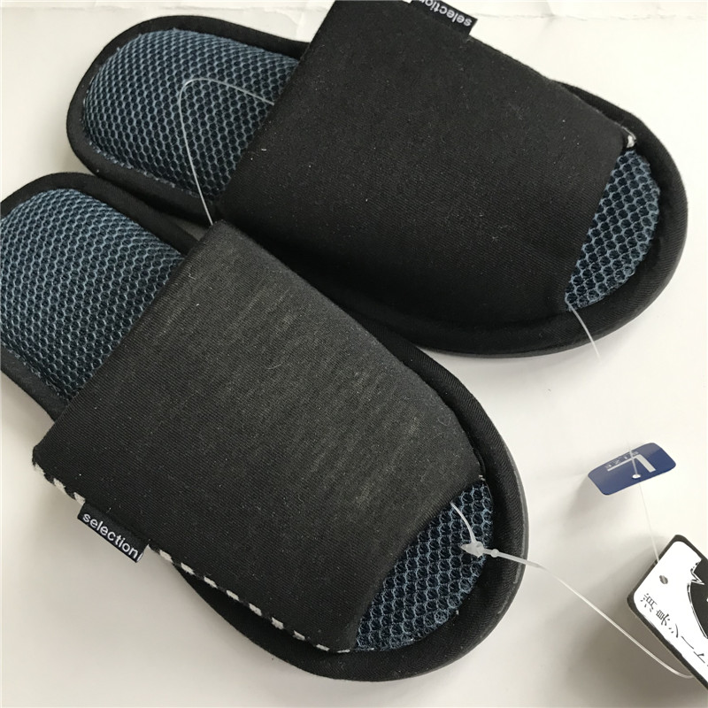 Blackforeign trade Export Japan Japanese  indoor slipper Silence Not hurt floor man slipper ventilation foreign trade slipper
