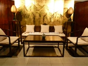 Đồ nội thất cổ điển Trung Quốc gỗ rắn màu đen gỗ hồng sắc sofa gỗ gụ châu Phi phòng khách sofa bàn cà phê - Bộ đồ nội thất