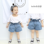 2018 mùa hè mới trẻ em Hàn Quốc quần áo cô gái cao eo hoa quần short denim trẻ em trung và nhỏ phần mỏng mặc quần nóng thủy triều