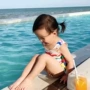 Chen Chen Ma bé quần áo trẻ em cô gái mùa hè trẻ em áo tắm màu sóng sọc 1-2-3 tuổi bé một mảnh áo tắm áo tắm dài tay