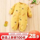 Зимний стеганый комбинезон для новорожденных для младенца, демисезонное термобелье, детский комплект, куртка, пуховик для раннего возраста для выхода на улицу