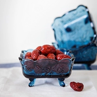 Европейский стиль пепельница с мыльной коробкой с мыльной коробкой сухой фрукты миска мороженое мороженое ретро синее виноградное стекло Четырехновые чаши