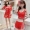 Áo tắm nữ ba mảnh lưới đỏ chia áo tắm Phụ nữ cổ tích bảo thủ che bụng là mỏng gió Hàn Quốc - Bộ đồ bơi hai mảnh