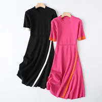 Мини-юбка, ростомер, длинное платье, трикотажная юбка, в корейском стиле, короткий рукав, с рукавом, высокая талия, оверсайз