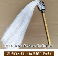 Белая деревянная ручка (имитация хвоста белый шелк)