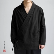 Mùa thu mới đêm khuya căng thẳng Huang Lei với áo khoác đầu bếp cotton Nhật Bản và vải lanh lỏng lẻo quốc tịch Hán