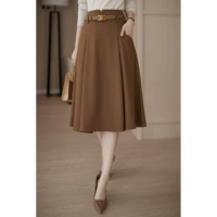 FENPERATE Осенняя расширенная кофейная приталенная юбка, премиум класс, увеличенная толщина, высокая талия