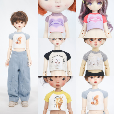 taobao agent Foradoll ＊ Baby clothing single product ＊ bjd baby clothes printed T -shirt three four five -point short shirt hot girl base