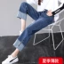 Quần jeans ống rộng cạp cao nữ mùa hè 2019 phiên bản 2019 xuân mới dành cho nữ cạp cao quần lửng ống suông thẳng - Quần jean quần jean nữ ống đứng Quần jean