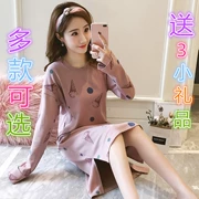 2018 cô gái mùa thu đông phiên bản Hàn Quốc của váy ngủ mới nhà quần áo cotton XL áo dài tay đồ ngủ