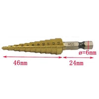 Seiko 3-13mm hex shank step khoan thép tốc độ cao mạ titan vàng chùa khoan đa chức năng khoan lỗ cắt - Dụng cụ cắt lưỡi hợp kim cắt sắt