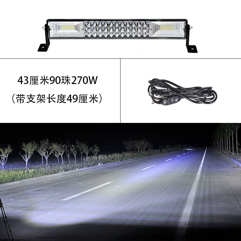 Auto LED Long Spotlight 12 Volts 24V Truck Mid -Net Ultra -Light Light Light Flash lóe lên trên mái nhà đèn gầm ô tô gương chiếu hậu 