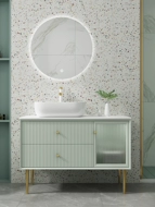 tủ gương nhựa phòng tắm Ánh sáng tùy chỉnh 
            sang trọng hiện đại tối giản đá phiến tủ phòng tắm bằng gốm tủ gương thông minh kết hợp nhà vệ sinh bồn rửa mặt chậu rửa tay bộ tủ gương phòng tắm tủ gương nhà tắm thông minh