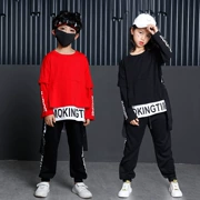 Trang phục biểu diễn múa đường phố của trẻ em Chaohop hip hop nam và nữ màu trẻ em khâu trang phục áo thun dài tay