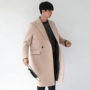 Áo khoác len nam màu be Hàn Quốc mùa thu đông thời trang thanh niên lỏng cashmere trench coat áo len dài áo khoác phao nam