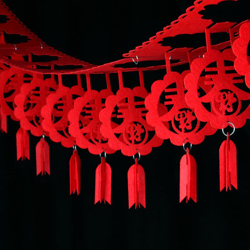 新年新款过年新年春节拉花装饰灯笼挂饰字拉花挂件珠宝店商场装饰