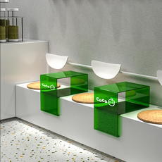 Акриловые / Perspex 彩色亚克力l型展示架网红店装饰道具奶茶店展示盒中岛流水台定制