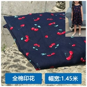 Kitaro Cotton xanh đỏ in vải anh đào Vải cotton handmade DIY vải Cherry