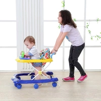 Bé sơ sinh con toddler walker đa chức năng chống rollover 6 7 8-18 tháng tay đẩy có thể ngồi cậu bé cô gái xe đẩy