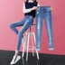 Quần jeans nữ xòe 2019 xuân mới phiên bản Hàn Quốc của những người phụ nữ mảnh mai, quần skinny 9 màu sáng - Quần jean Quần jean