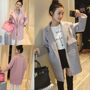 Mùa thu đông 2019 thời trang mới của phụ nữ thời trang dài phổ biến phiên bản Hàn Quốc của chiếc áo khoác nhỏ lưới nhỏ màu đỏ lông cừu Hepburn - Áo Hàn Quốc