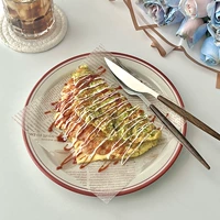 Мисс сахар Ins retro 9 -Inch Ceramic Flat Plate Home -диск Красно -боловый голубо -болотный средний стиль западный Niu Dianpu Plate