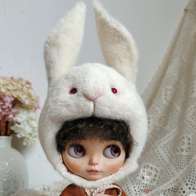 taobao agent [Weaver Dream] Bunny baby hat material bag BLYTHE small cloth doll hat BJD baby clothing material bag