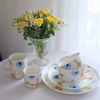 Разное общество Nordic Powant Shine Blossom Classic Mark Cup Dessert Soup Drive Set Set Home Coffee Blue