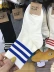 Hàn Quốc mua TWO RAIN hoang dã ba sọc sọc cotton trung bình nữ vớ giữa xu hướng thời trang mới - Vớ sợi tre Vớ sợi tre