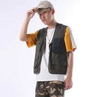 2019 mùa thu mới cotton dụng cụ vest nam thủy triều thương hiệu Nhật Bản khâu retro ngư dân mặc vest đôi mẫu - Dệt kim Vest áo dệt kim tay ngắn