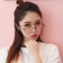 Phiên bản retro Hàn Quốc mới của khung tròn màu đỏ Suyan siêu nhẹ tai mèo kính có thể được trang bị kính chống cận thị tròng kính đổi màu