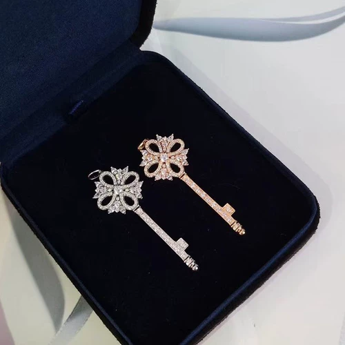 Платиновая импортная подвеска для ключей, ожерелье, золотая цепочка до ключиц, белое золото 18 карат, со снежинками, розовое золото, серебро 925 пробы