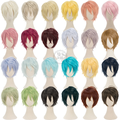 taobao agent [Spot Free Shipping] Anti -Dajiao Face Poly Hair 30cm Universal COS Wig Gaosa Han Paper Male COS Short Hair 48 Color