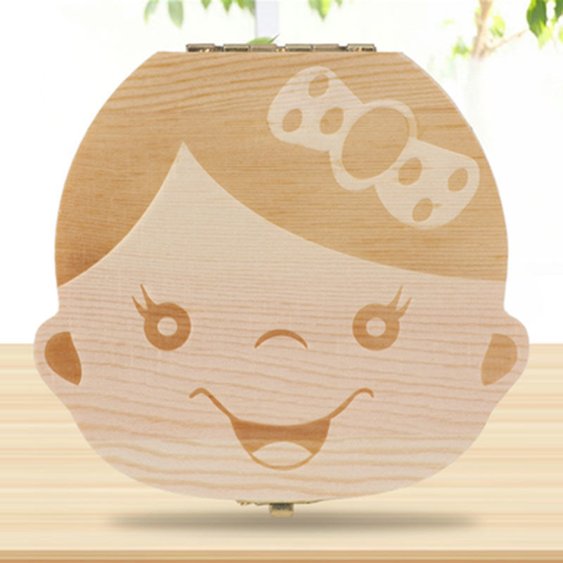 Baby Girl's Deciduous Tooth Boxlovely Deciduous tooth box male girl tooth Storage box children Fetal hair storage box solid wood house baby tooth Collection box