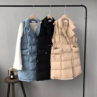 Hàn Quốc chic dây rút eo áo vest cotton rộng kích thước dày dày ấm xuống áo vest cotton nữ triều áo khoác ngoài