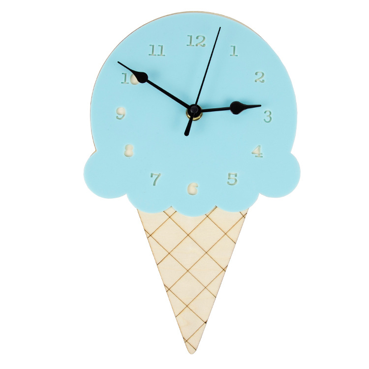 Home Ice Cream Cartoon Silent Wall Children's Room Clock Soft Decoration_voghion.com