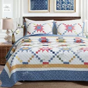 Bộ chăn ga gối cotton cao cấp có kích thước ba mảnh đặt chăn bằng cái hố lớn che bằng tay thực sự chắp vá giường đơn màu sợi - Trải giường