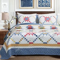 Bộ chăn ga gối cotton cao cấp có kích thước ba mảnh đặt chăn bằng cái hố lớn che bằng tay thực sự chắp vá giường đơn màu sợi - Trải giường drap trải giường