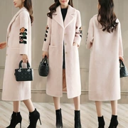 2018 chống mùa thu mùa thu và mùa đông mới cừu cắt áo nữ Hàn Quốc phiên bản của thêu trong phần dài của len thời trang lông thú áo khoác nữ
