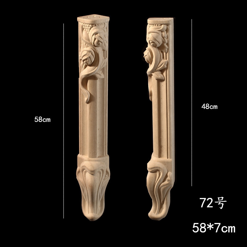 72, 58Cm Highsolid wood table leg European style leg furniture Carved feet Tea table feet Side column Column foot Bedside cabinet Side side Plinth