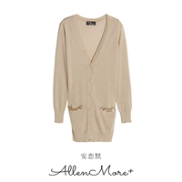 SY001 AM 安 恋 默 18 đầu mùa thu mới thời trang hoang dã màu rắn lớn V-Cổ knit cardigan coat áo len nữ