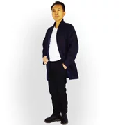Áo khoác len nam màu rắn phần dài áo len len với áo phật Trung Quốc thả lỏng áo mùa đông giản dị - Áo len