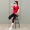 Bộ đồ thể thao Jeffrey Xueyi hè 2019 nữ cổ tròn tay ngắn cạp quần thời trang thể thao hai mảnh giản dị - Thể thao sau