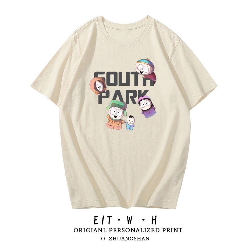 Футболка South Park с надписью Южный Парк, Kenny в коротком рукаве, одежда вокруг Kenny, полурукавная футболка